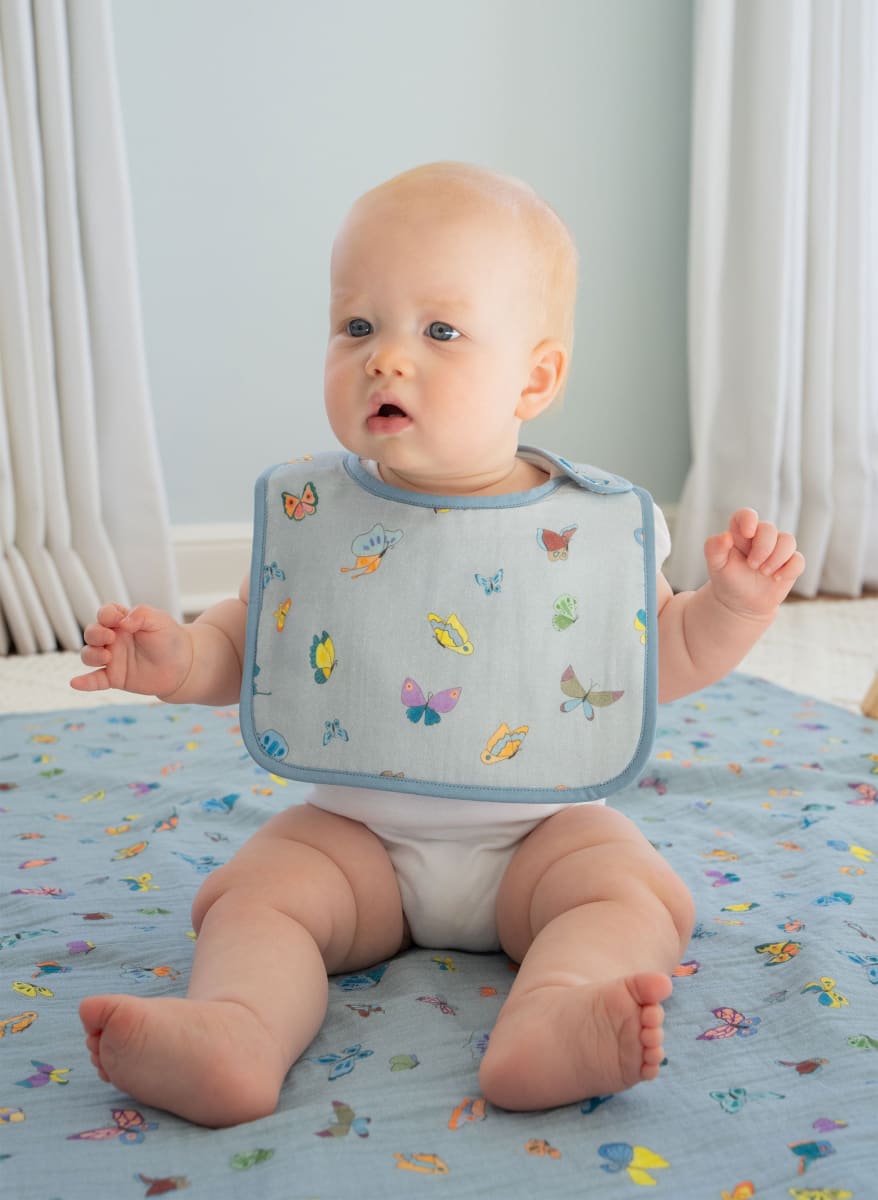 Classic Bib - Blue Madame Butterfly