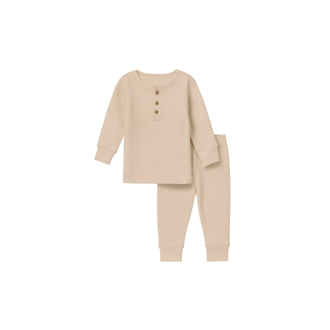 Shifting Sand Henley Waffle Pajama Set