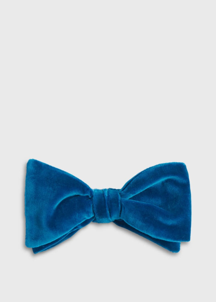 Blunt Edge Velvet Bow Tie - Royal Blue