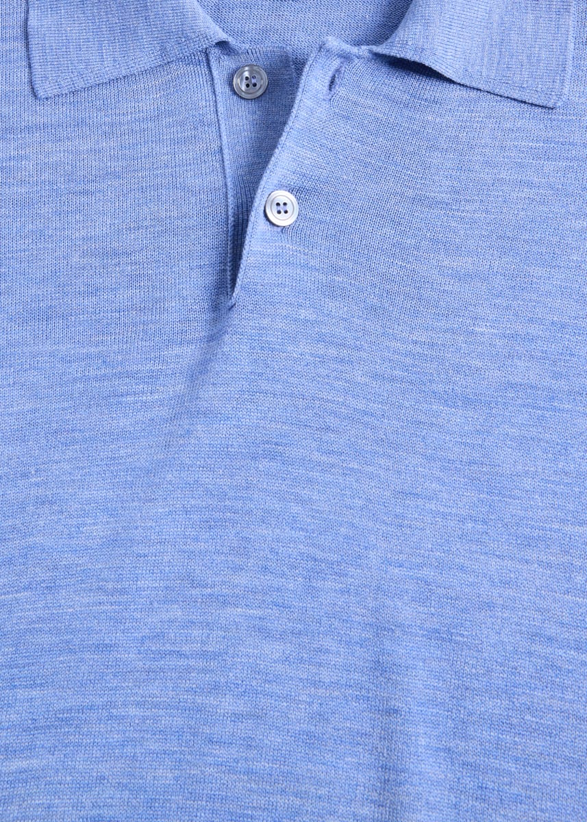 Short Sleeve Silk Polo - Blue