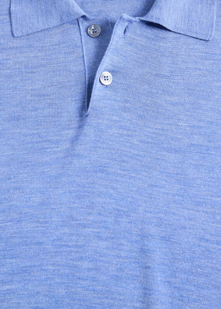 Short Sleeve Silk Polo - Blue