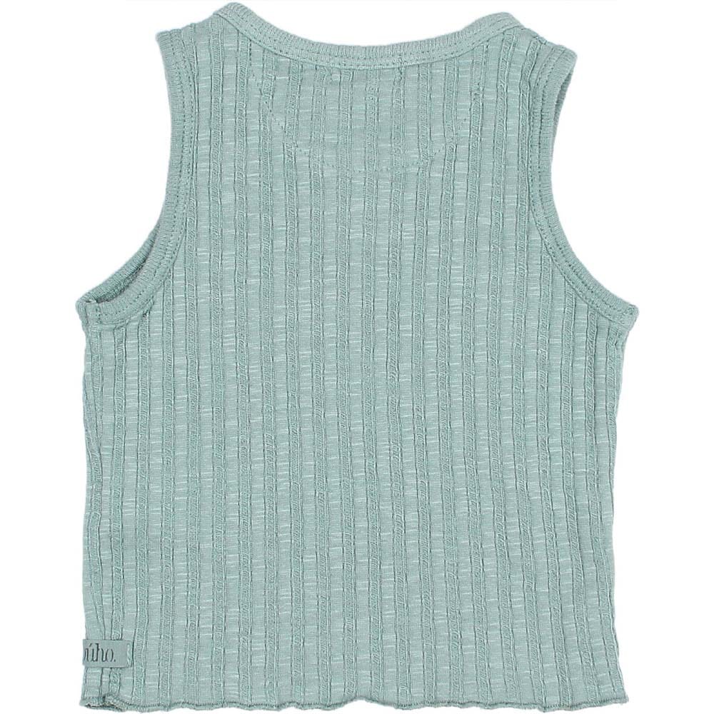 One Button Rib Tank Top - Cactus