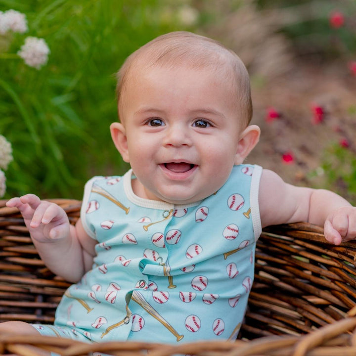 Tank Romper - Little Slugger Aqua