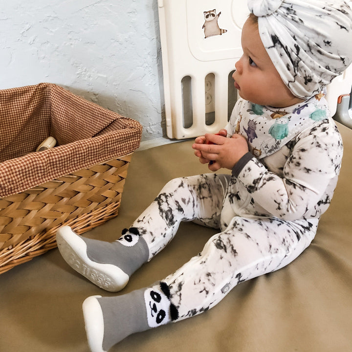 White Sole SlipKix™ - Panda