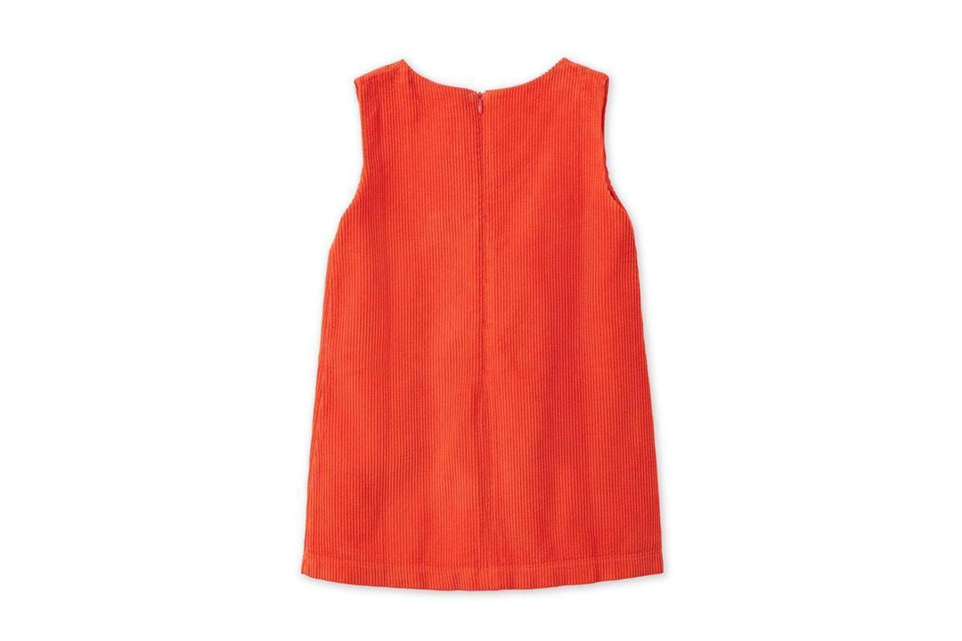 Organic Cotton Corduroy Dress - Dark Coral