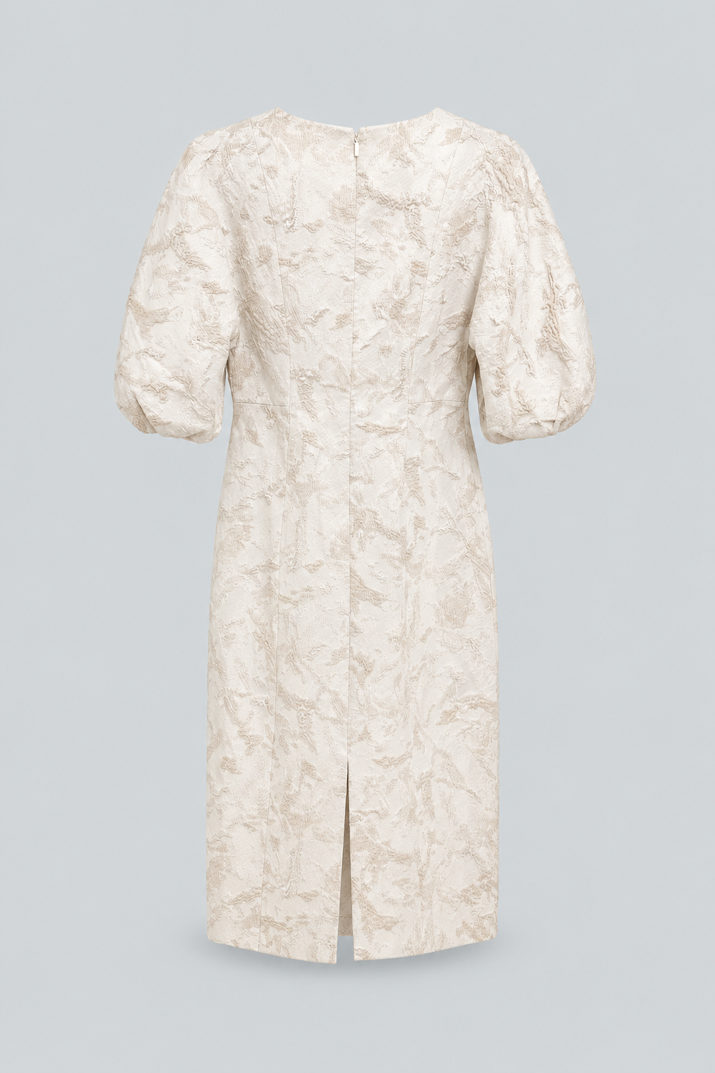Speckled Glaze Jacquard Balloon Sleeve Dress - Pearl Multi