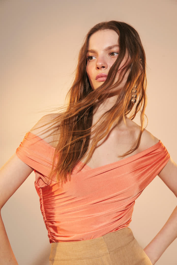 Cheri Jersey Blouse - Tangerine
