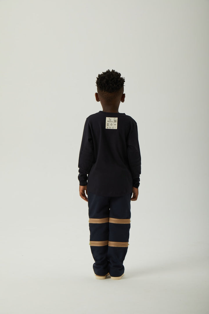 Relaxed Fit Long Sleeve with Elbow Pads - Navy