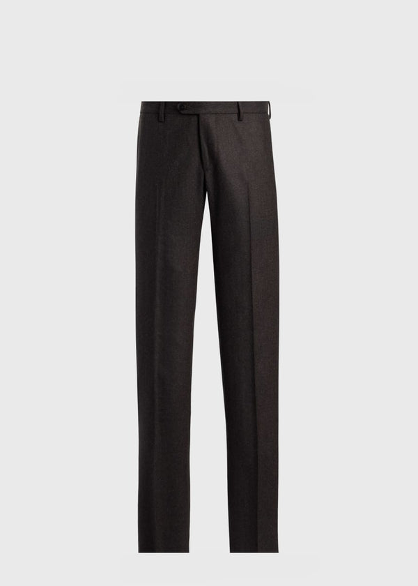 Wool & Cashmere Bone Flannel Trouser - Chocolate Brown