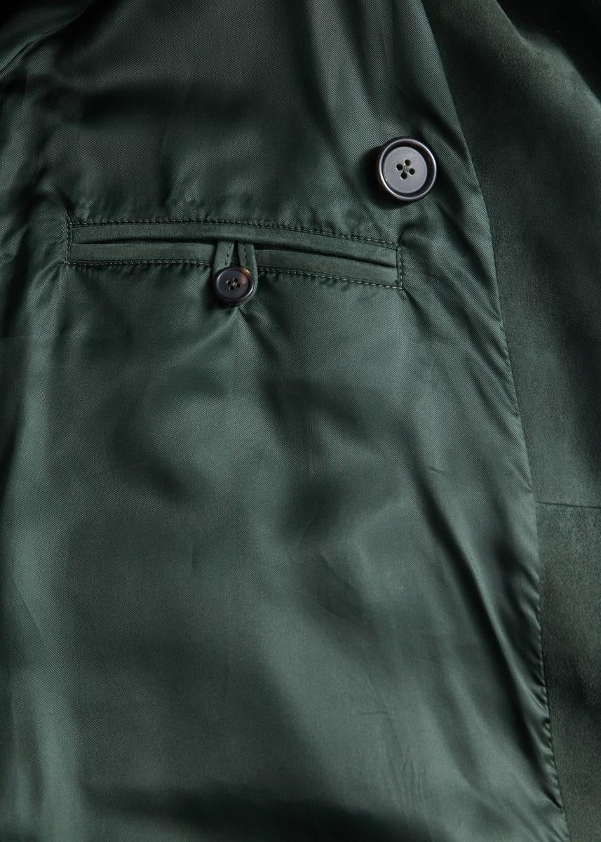 Suede DB Raglan Sleeve Trench Coat - Olive