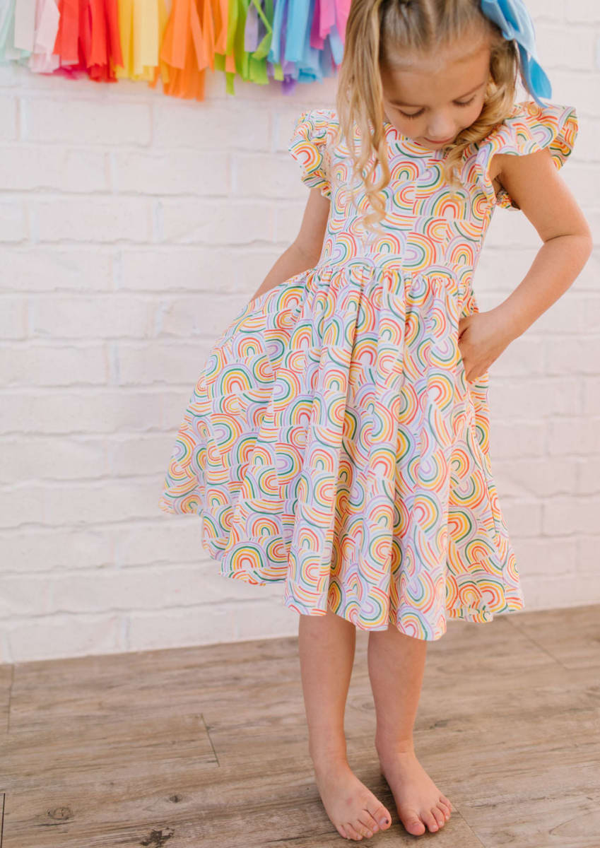 Olivia Dress - Primary Rainbow