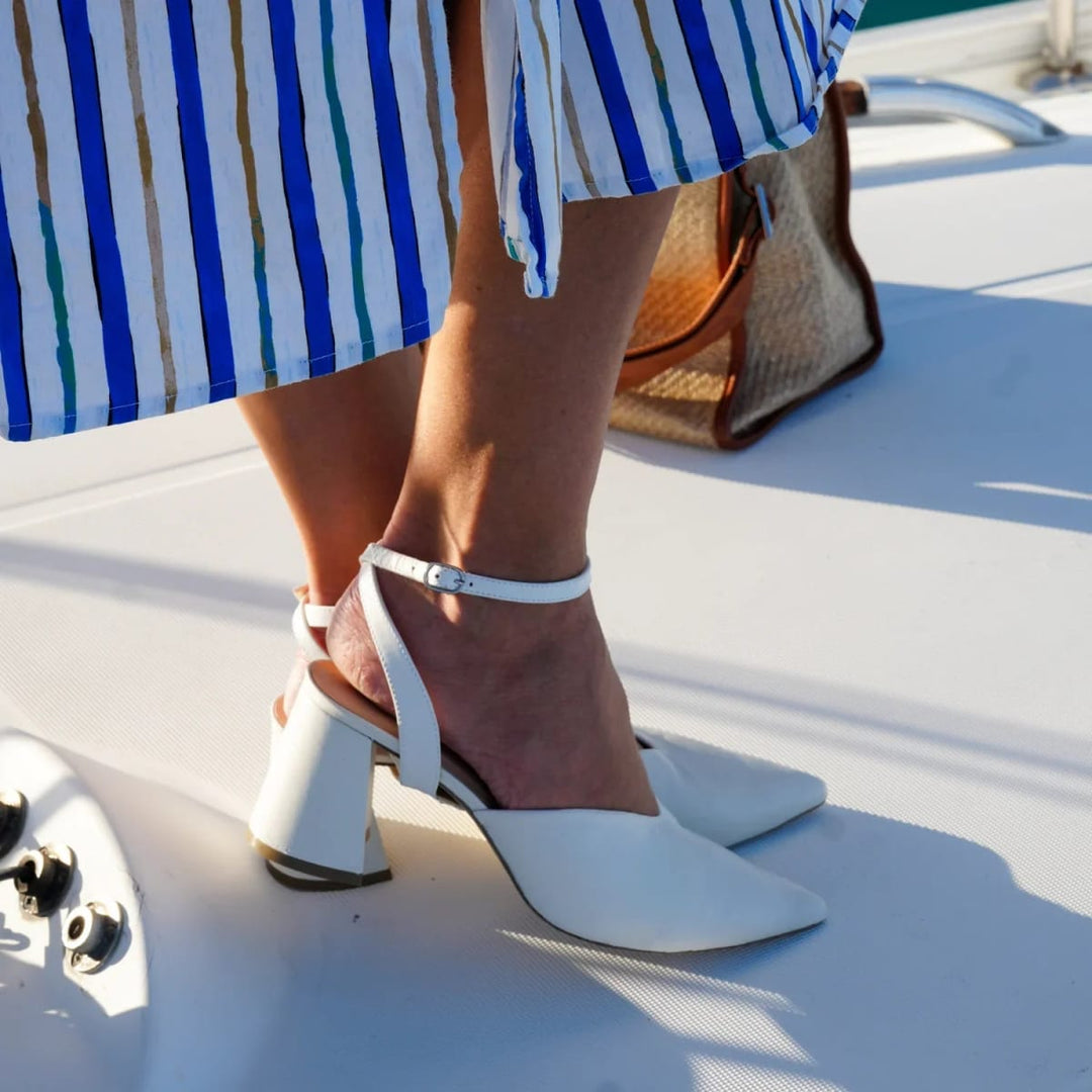 White V Mule + Marilyn Strap - White