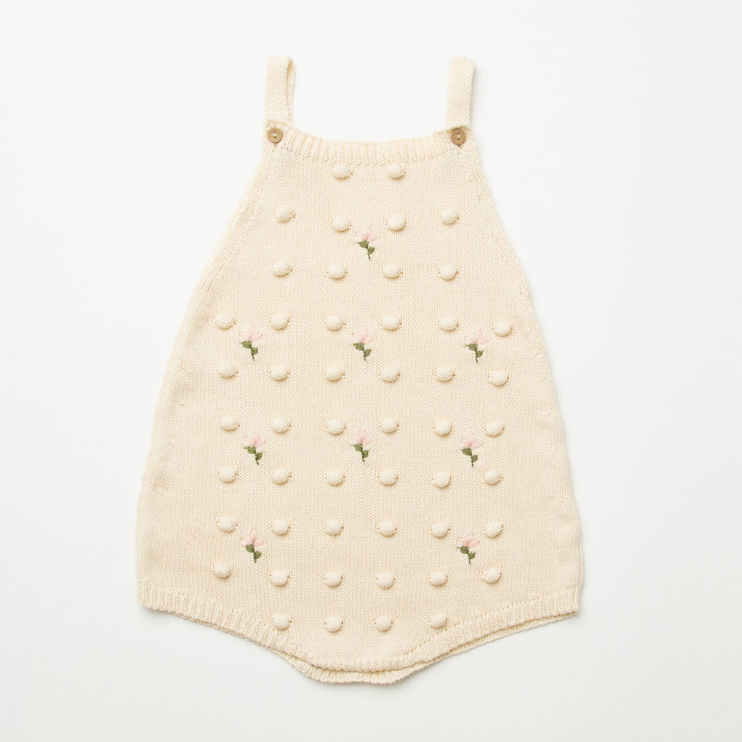 Baby Dominos Knitted Romper - Warm White Yarn