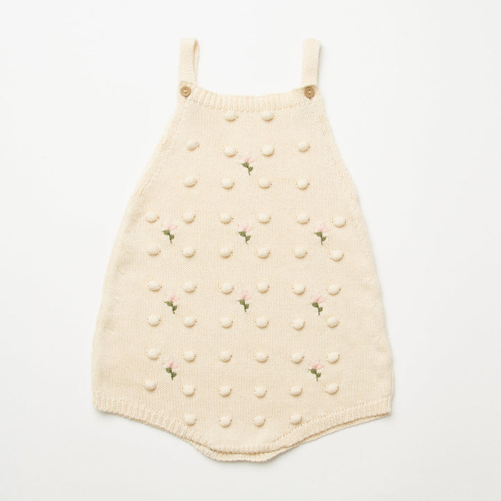 Baby Dominos Knitted Romper - Warm White Yarn