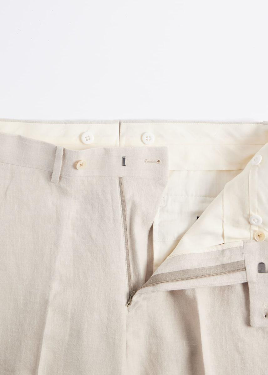 Soft Linen Canvas Dress Trouser - Tan