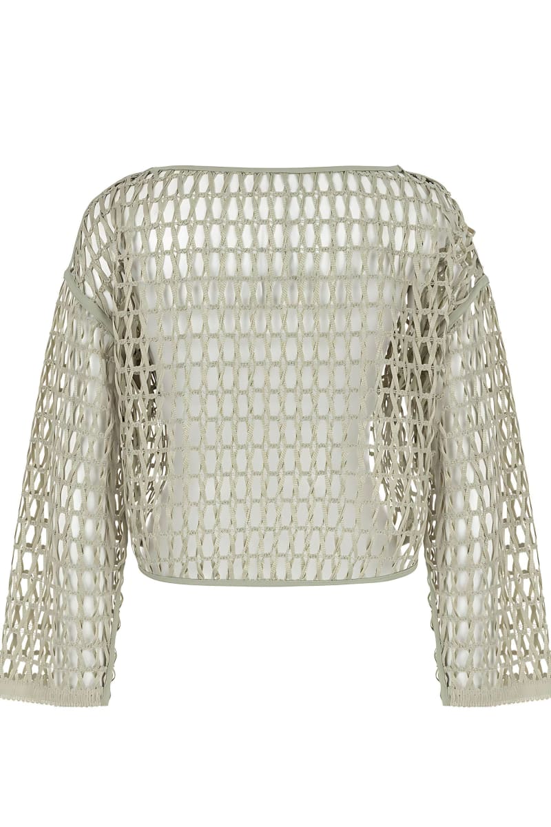 Boat Neck Mesh Top - Mink