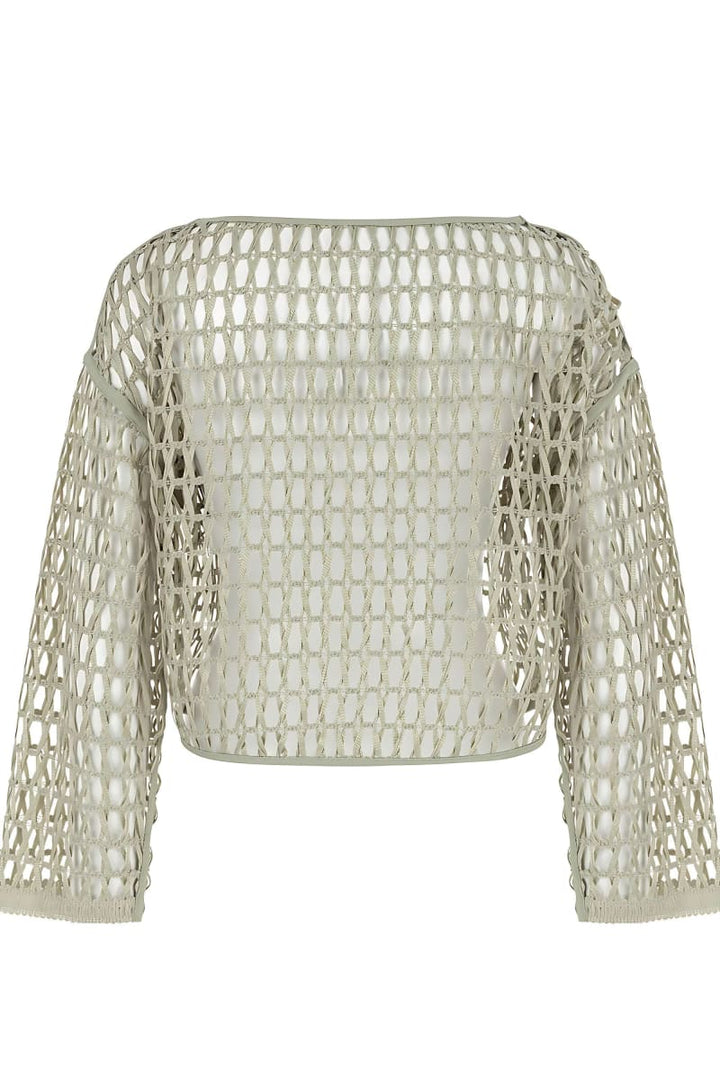 Boat Neck Mesh Top - Mink