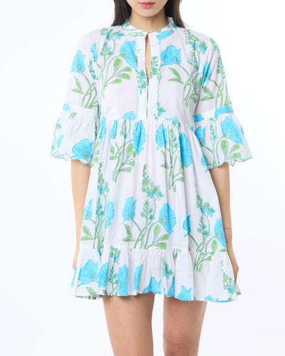 Mykonos Dress - Turquoise/White