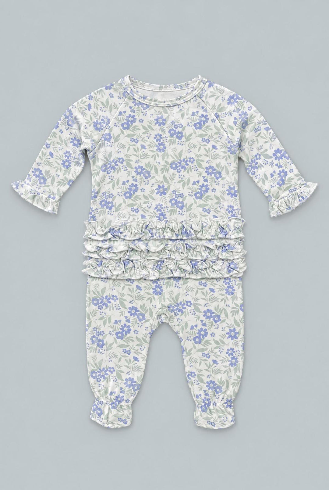 Ruffle Footie - Vintage Flower Purple
