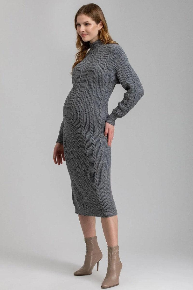 ELETTRA Maternity Dress With Tricot Knit - Antrachite Mel