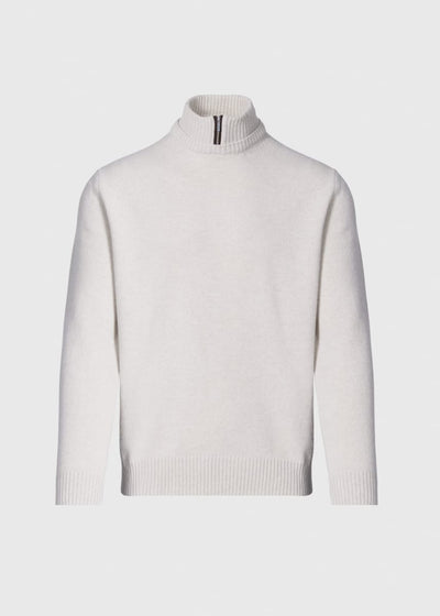 Wool & Cashmere Mock Neck Zip Sweater - Cream