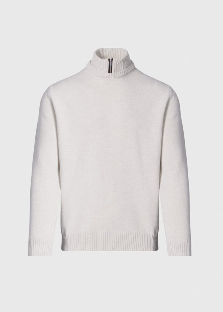 Wool & Cashmere Mock Neck Zip Sweater - Cream