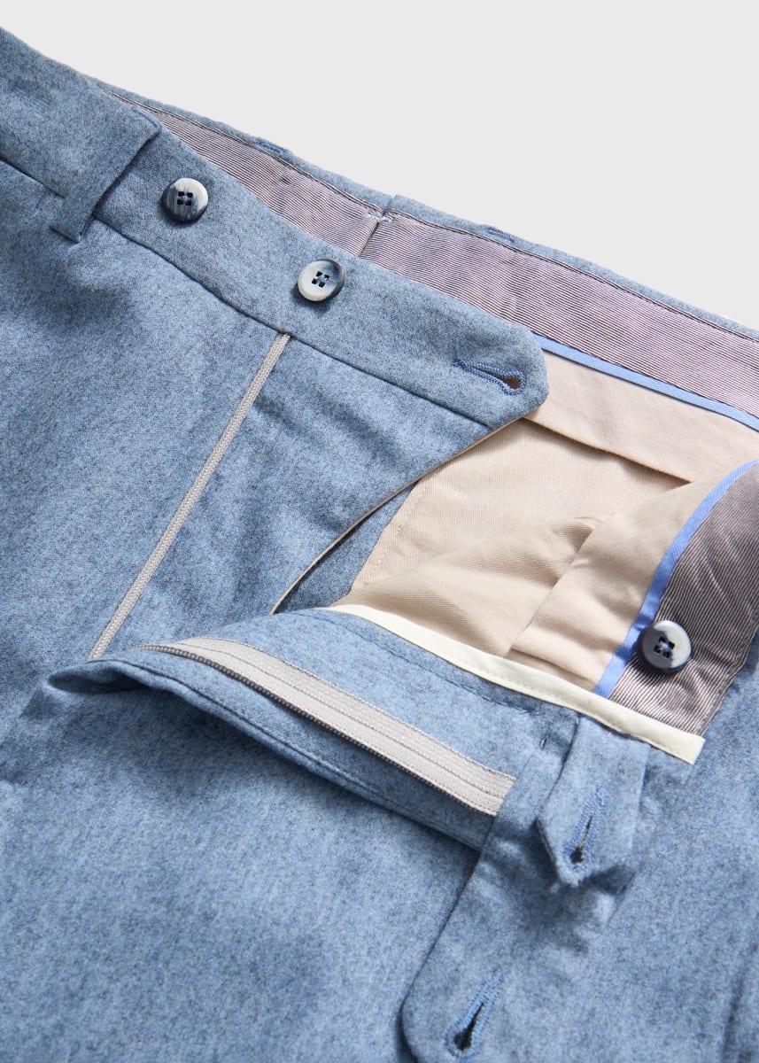 Wool & Cashmere Flannel Dress Trouser - Light Blue