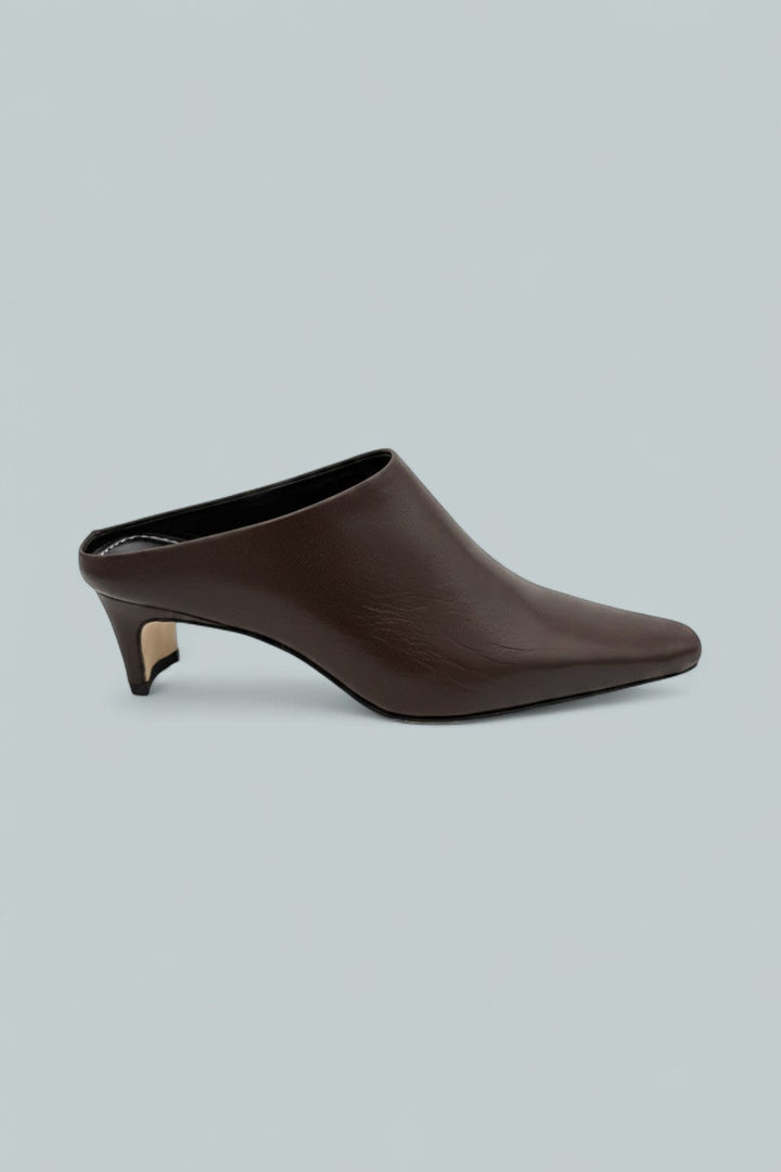 Women's Wally Leather Mid Heel Mules - Espresso Leather