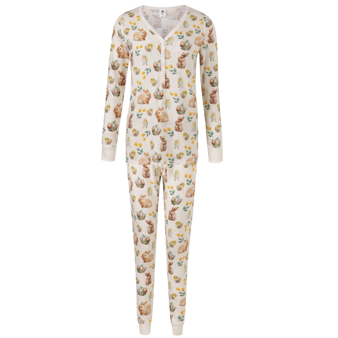 Women's Jogger & Henley Pajama Set - Bunnies/N/Chicks