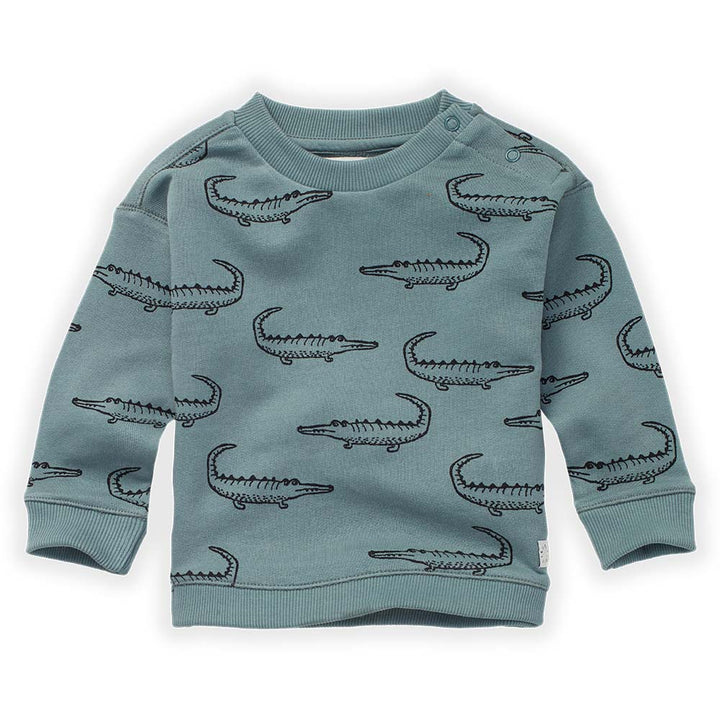 Crocodile Print Sweatshirt - Light Petrol Teal