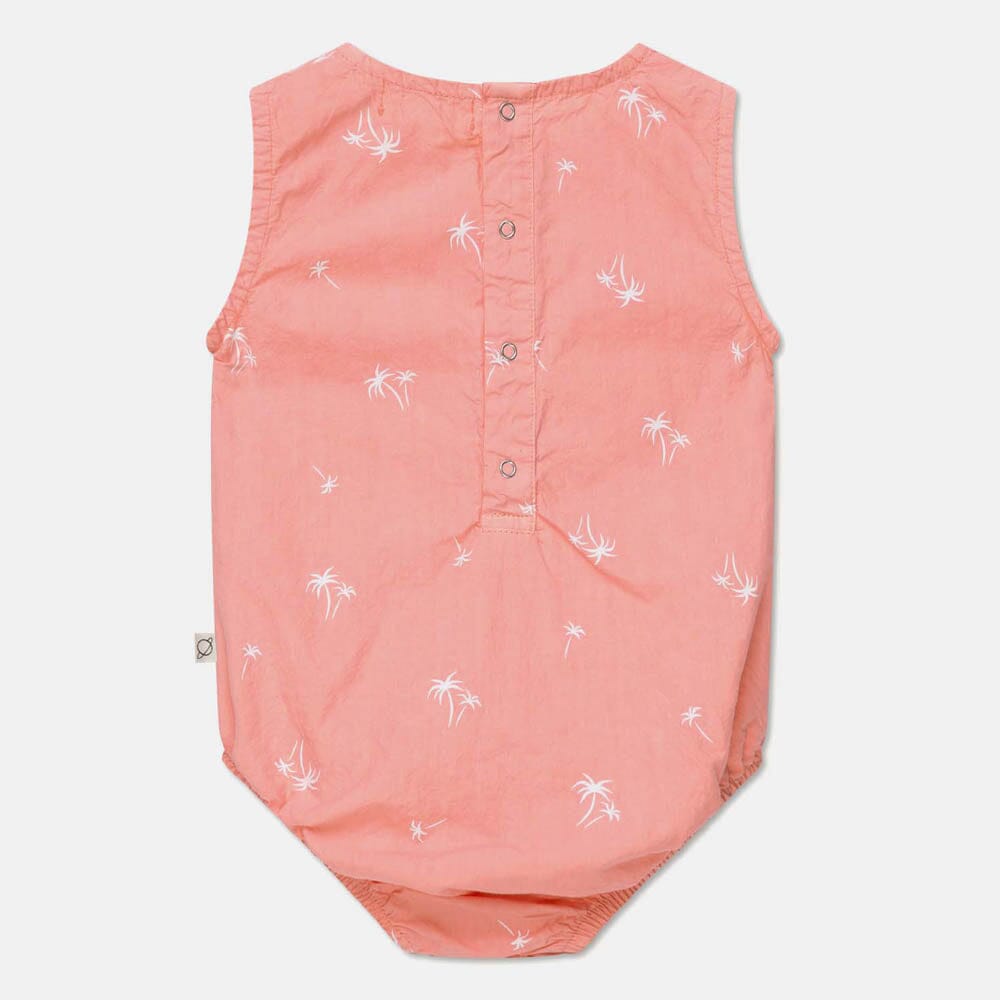 Palm Print Baby Romper - Coral