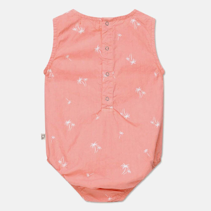 Palm Print Baby Romper - Coral One Pieces My Little Cozmo 