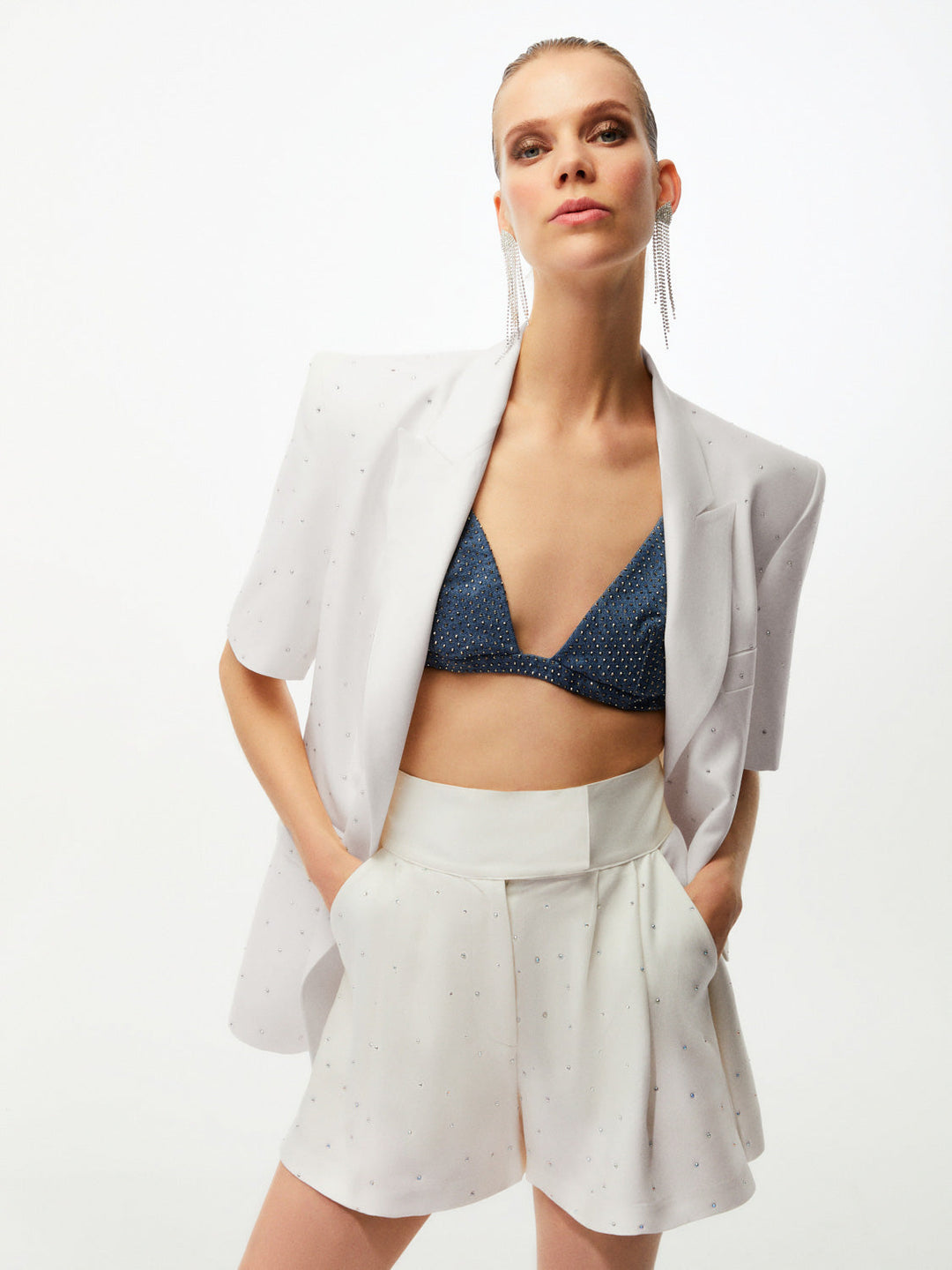 Embellished Shorts - Ecru