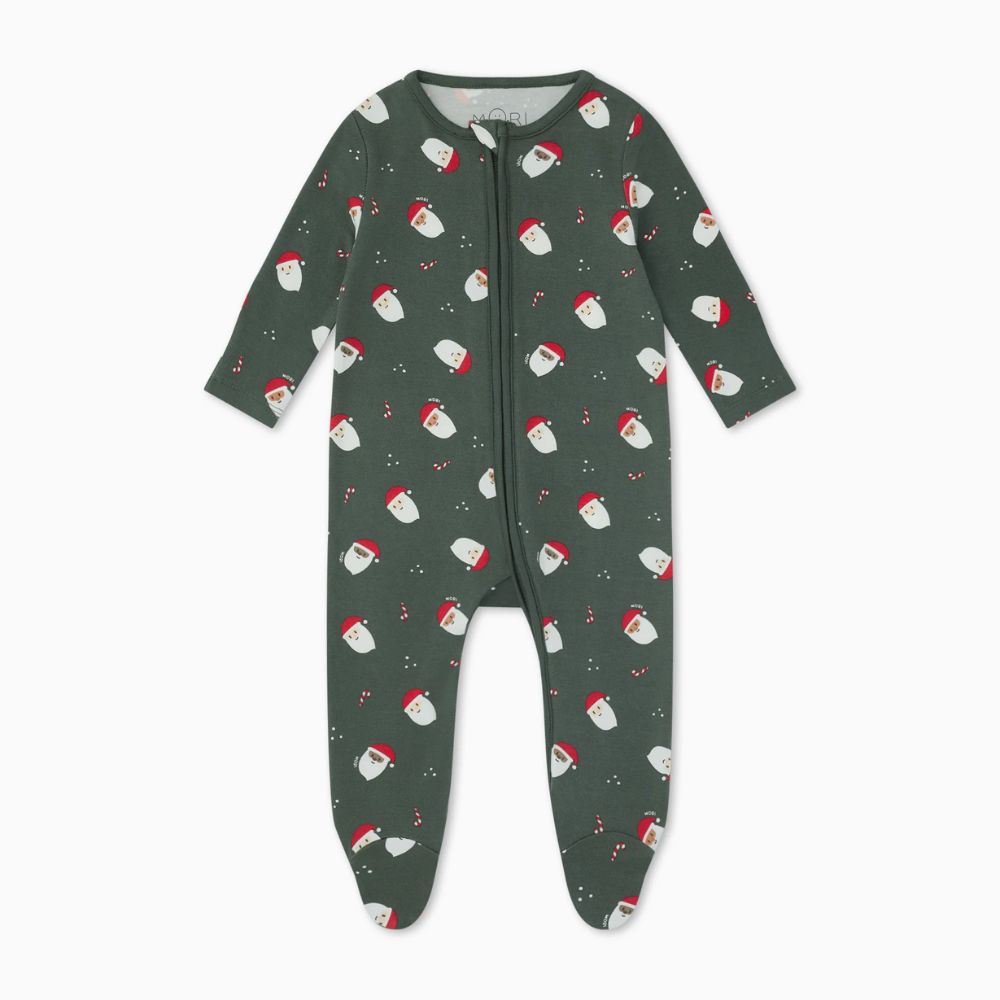 Santa Print Two Way Zip-Up Sleepsuit - Santa Print