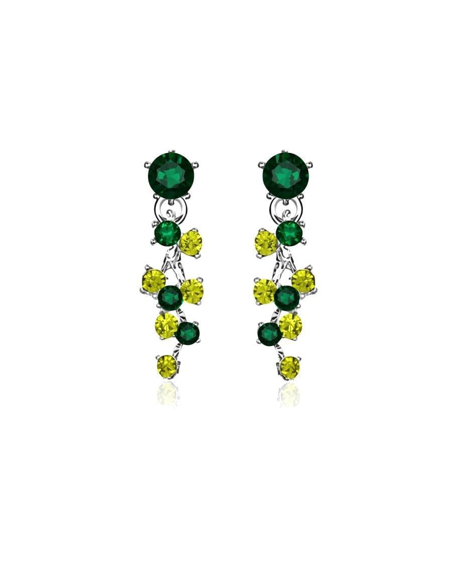 Silver Two-tone Green cluster drop earrings
