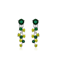 Silver Two-tone Green cluster drop earrings