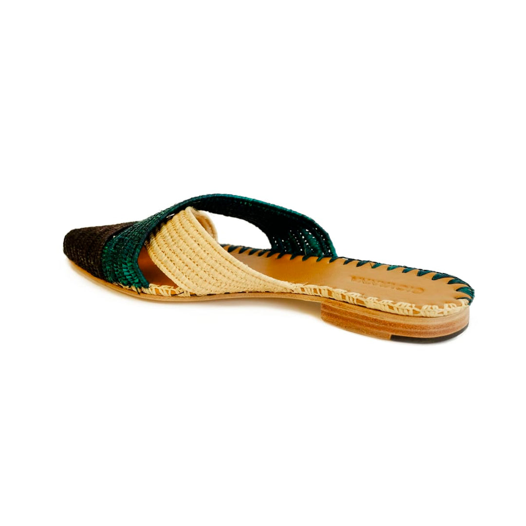 Venus Raffia Mule Peacock