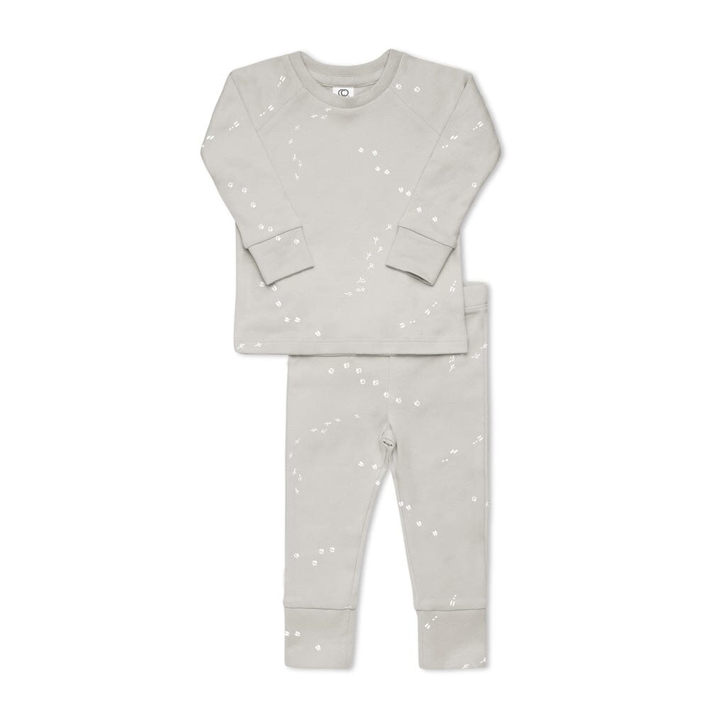 Long Sleeve Jammies - Footprints/Stone Sleep + Lounge Colored Organics 