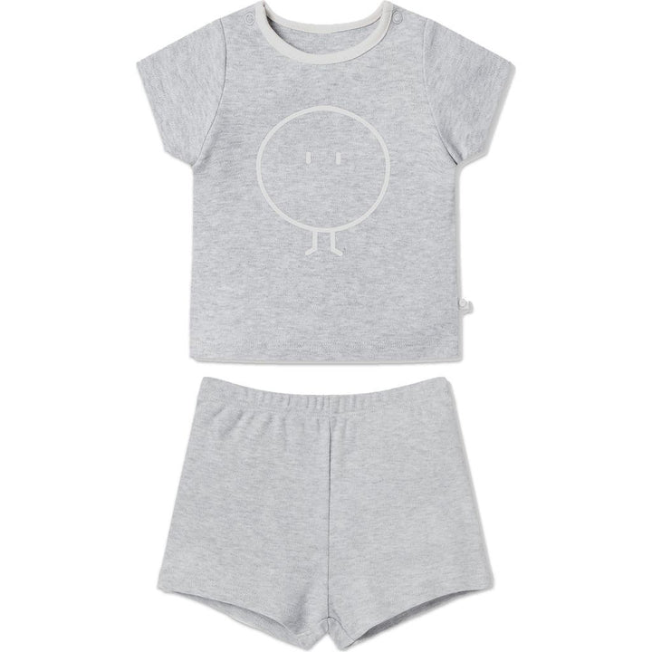 Kids Snoozy Fitted Two-Piece Graphic Short Pajamas - Grey Marl