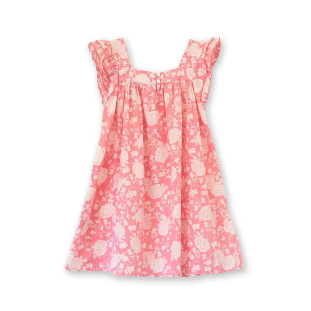 Girls' Square Neck Flutter Sleeves Dress - Pink Floral