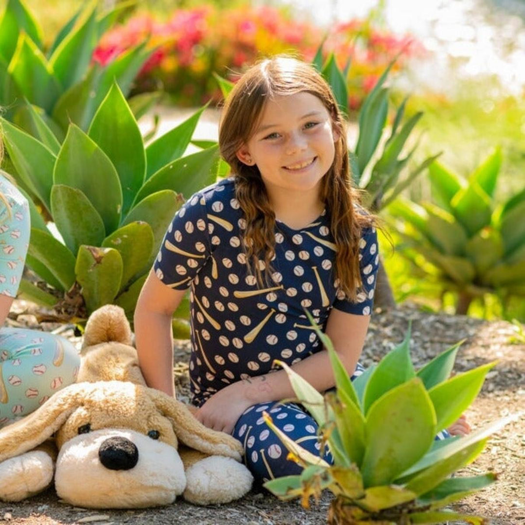 Big Kid PJ S/S - Little Slugger Navy