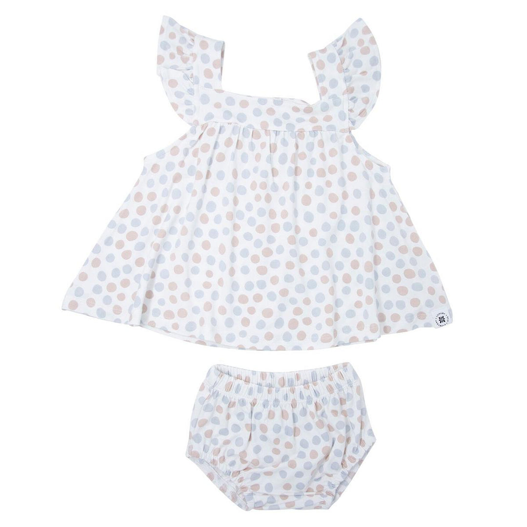 Ruffle Dress & Bloomer - Polka Dot Grey