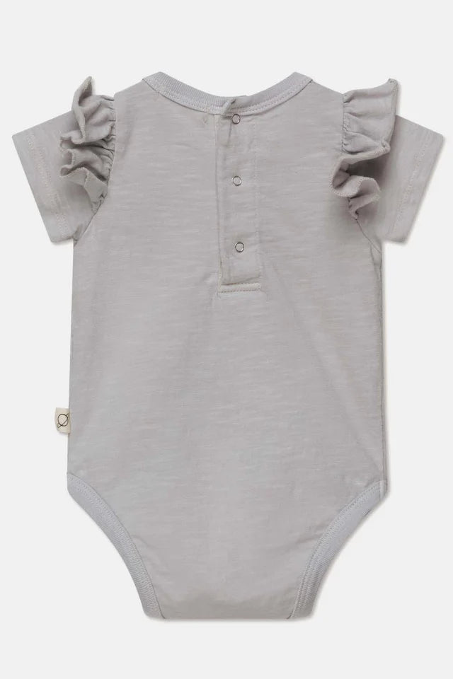Slub ruffle baby bodysuit - Soft grey
