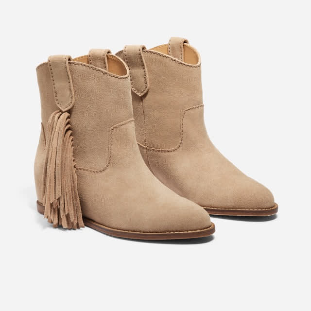 Amaya Fringe Bootie - Linen Suede