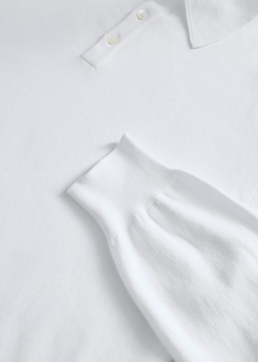 Egyptian Cotton Long Sleeve Polo - White - XL (44) - Polo