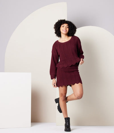Lux Sweater Skirt - Burgundy
