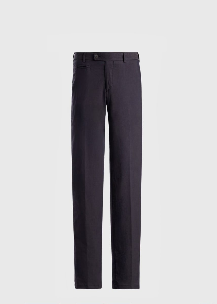 Cotton Stretch Plain Front Trouser - Black