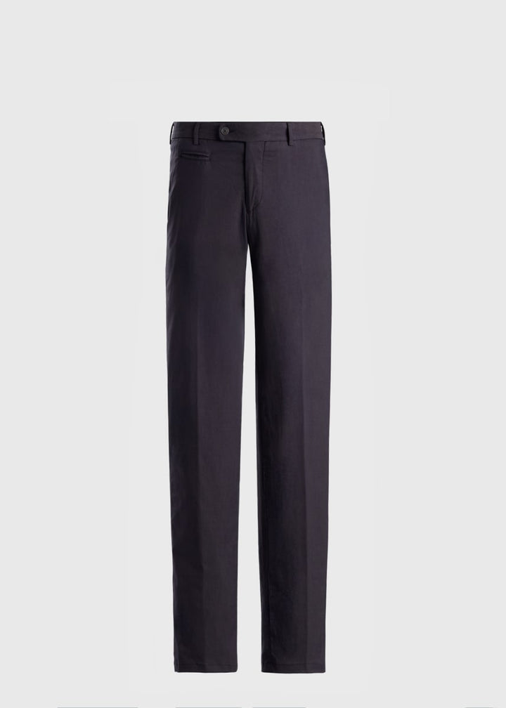 Cotton Stretch Plain Front Trouser - Black