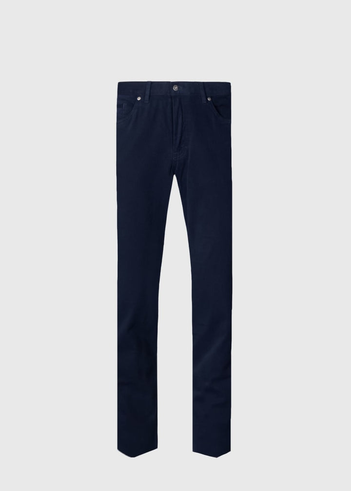 Brushed Cotton Twill Five Pocket Pant - Navy