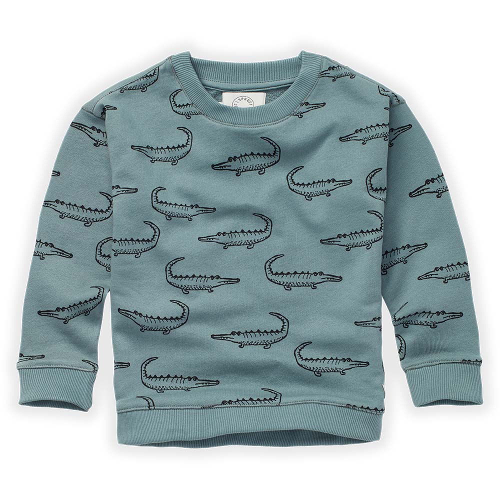 Crocodile Print Sweatshirt - Light Petrol Teal